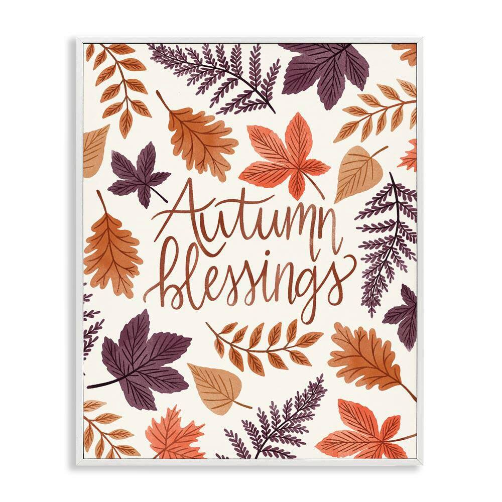 Autumn Blessings Fern Leaves Nature by Taylor Shannon Designs White Framed Graphic Typography Art Print 16 in. x 20 in. price history on PriceWatchPro