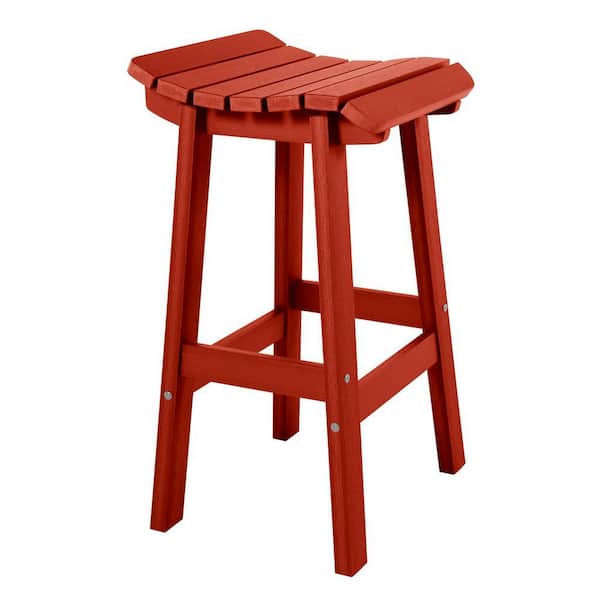 Highwood Summit Square Rustic Red Recycled Plastic Bar Height Outdoor Bar Stool