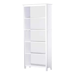Olivia 72 in. Gray Oak and White Wood 5-Shelf Standard Bookcase