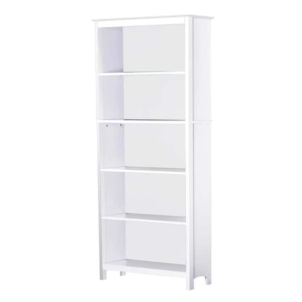 SAINT BIRCH Olivia 72 in. Gray Oak and White Wood 5-Shelf Standard Bookcase