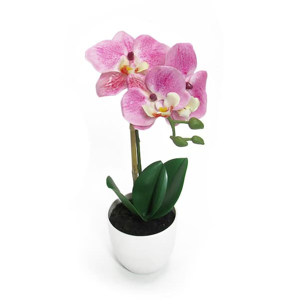 13 in. Pink Lavender Artificial Phalaenopsis Orchid Flower Arrangement in  White Pot 5030-P-LAV - The Home Depot