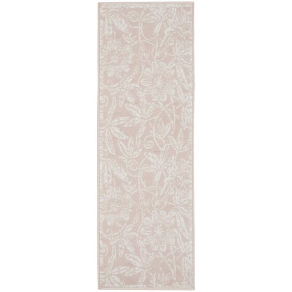 2 ft. x 8 ft. White Floral Washable Area Rug Runner Rug