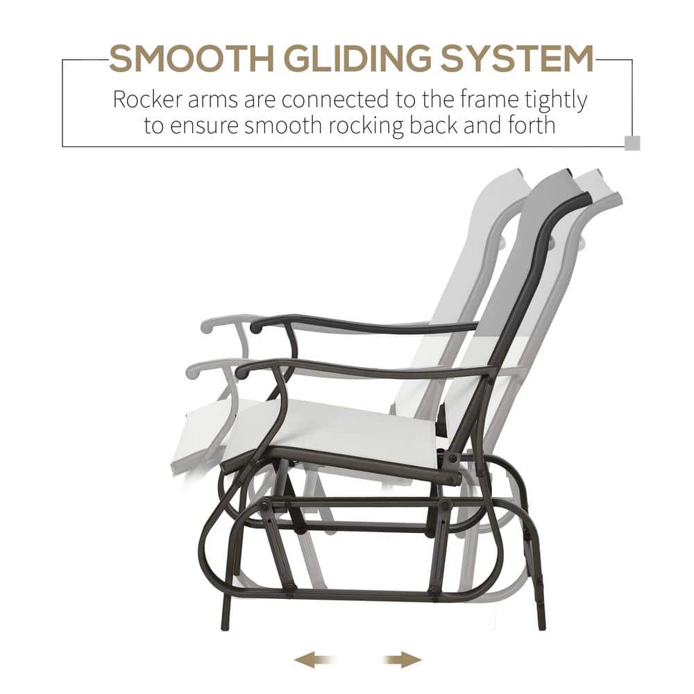 Outsunny Cream White Mesh Outdoor Glider Chair with Steel Frame