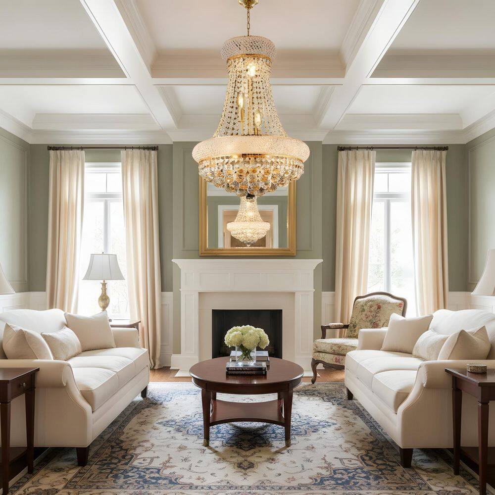 18.9 in. 9-Light Gold Luxury Crystal Ceiling for Living Room, Entry, Dining Room price history on PriceWatchPro