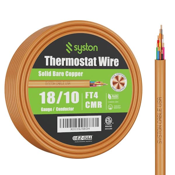 20 ft. 18/10 Brown Solid Bare Copper CMR/CL3R Thermostat Wire - UL/ETL Listed, UV Resistant RoHS