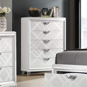 Rusconi 5-Drawer White Chest of Drawers (54 in. H X 38.38 in. W x 17.75 in. D)