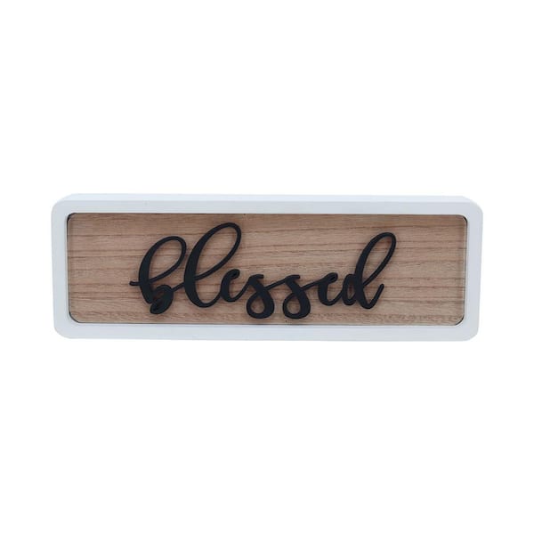 PARISLOFT Modern Farmhouse 3D Cutout Blessed Wood Framed Wall Decorative Sign
