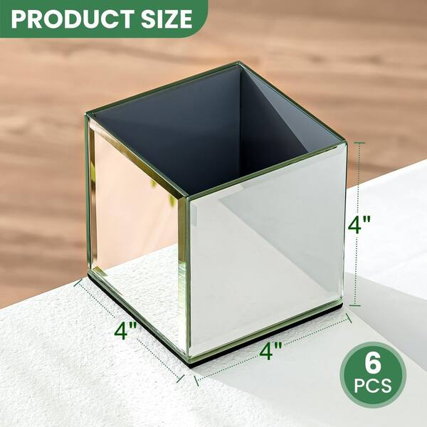 THKSHOUZ 15.75 in. Silver Glass Square Decorative Vase SF-MP570
