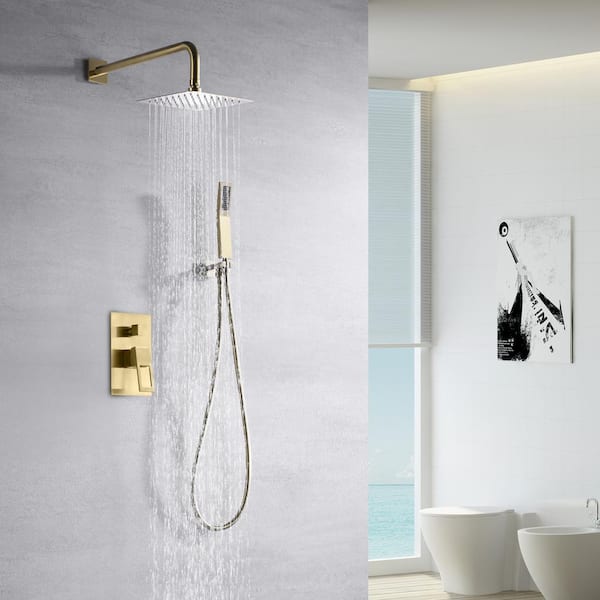 Modern 1-Handle 1-Spray Shower Faucet 1.8 GPM with Pressure Balance in Brushed Gold (Valve Included)