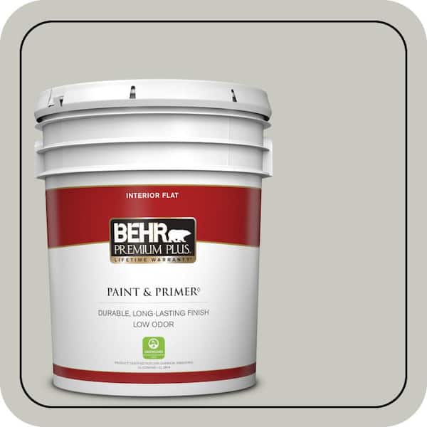 BEHR PREMIUM PLUS 5 gal. #PPU24-12 Whitewash Oak Flat Low Odor Interior Paint & Primer