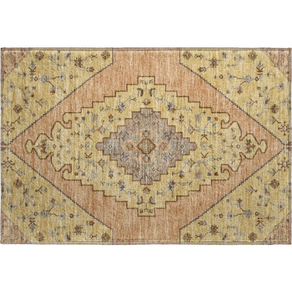 Mayfield Premium Machine Washable Abstract AMF2472 Gold 2 ft. x 3 ft. Accent Rug