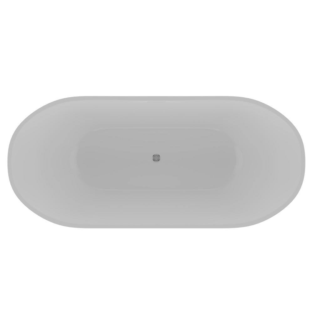 68.5'' White Resin Freestanding Oval Soaking Bathtub