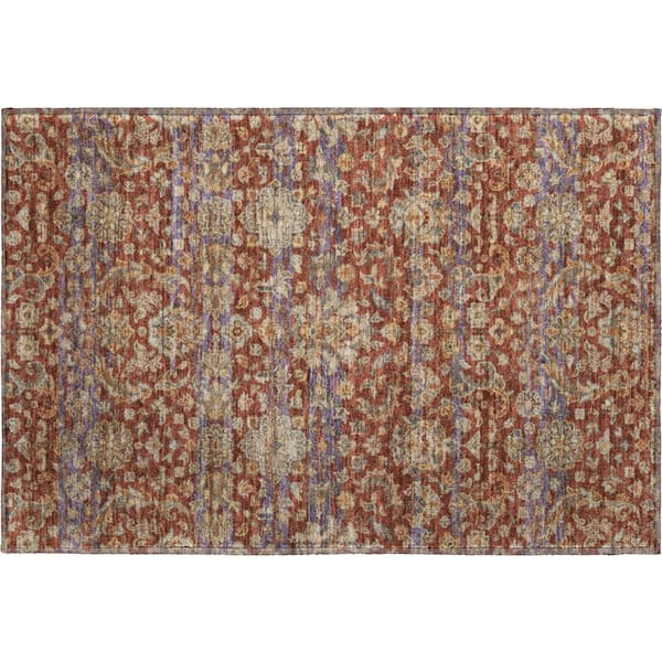 Mayfield Premium Machine Washable Abstract AMF2485 Burgundy 2 ft. x 3 ft. Accent Rug