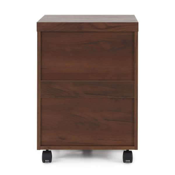 HOMCOM 3 Drawer Office Storage Cabinet, Under Desk Cabinet with Wheels,  Brown Wood Grain