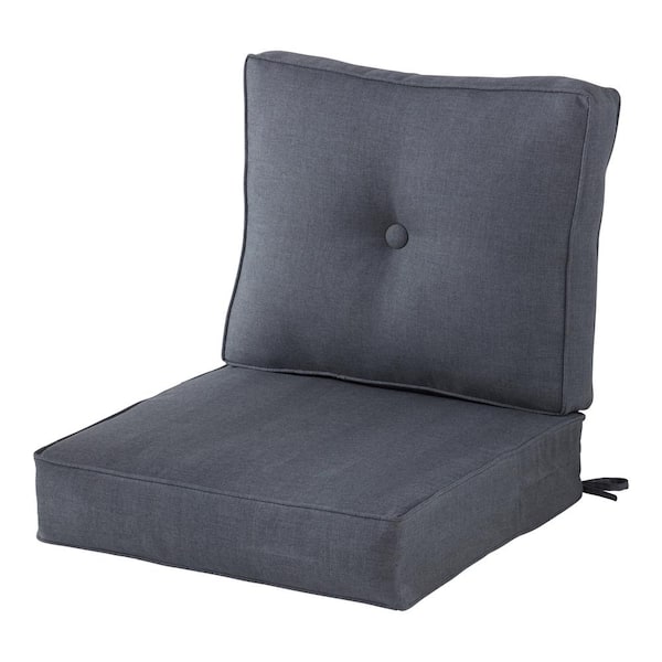 Sunbrella Cast Slate 24 in. x 24 in. 2-Piece Deep Seating Outdoor Lounge Chair Cushion Set