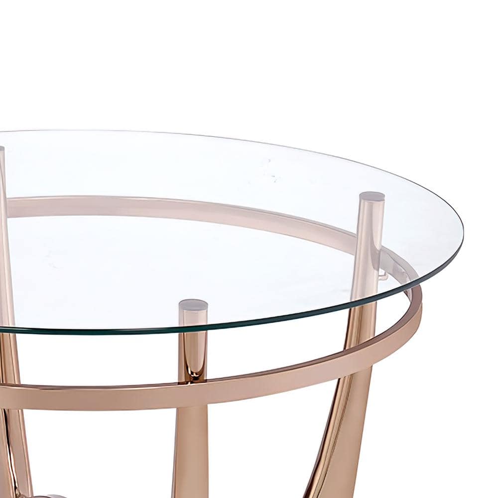 Round Gold and Clear Glass Coffee Table with Storage