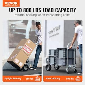 2 in 1 800 lbs. Aluminum Hand Truck Heavy-Duty Industrial Convertible Folding Hand Truck and Dolly Load Capacity