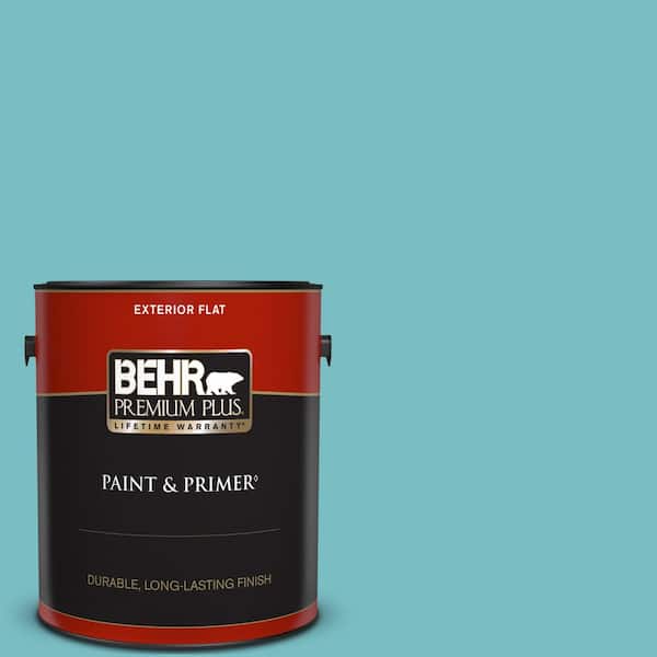 BEHR PREMIUM PLUS 1 gal. #M460-4 Pure Turquoise Flat Exterior Paint & Primer