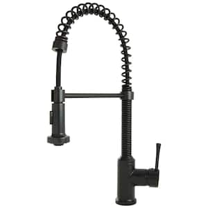 Residential Spring Coil Pull Down Kitchen Faucet with Flat Spray Head in Oil Rubbed Bronze