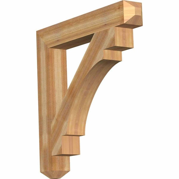 Ekena Millwork 6 in. x 42 in. x 42 in. Western Red Cedar Merced Craftsman Rough Sawn Bracket