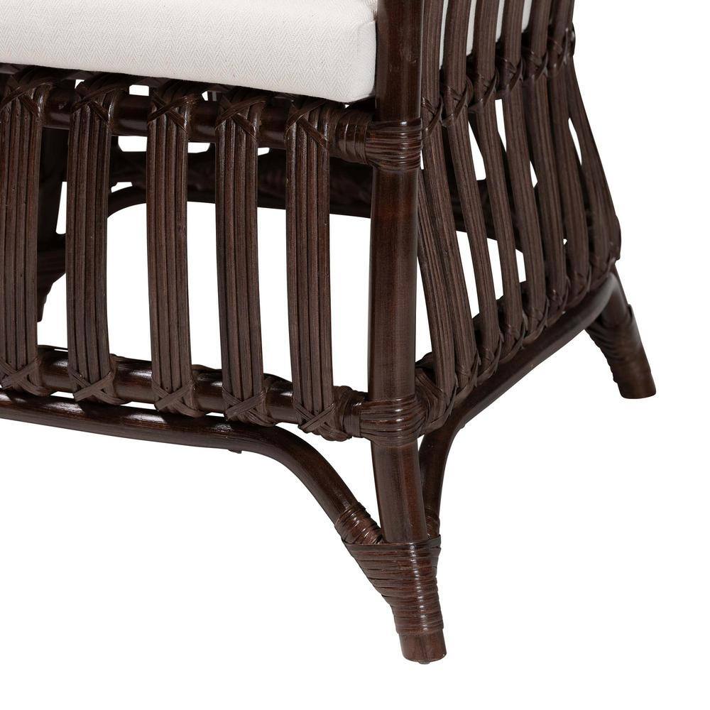 Brooklyn Bohemian Very Dark Brown Rattan Arm Chair with Cushion