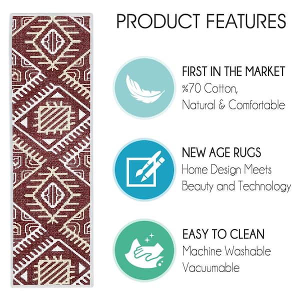 SUSSEXHOME Monument Maroon 9 in. x 28 in. Cotton Carpet Stair Tread Cover (Set of 13)