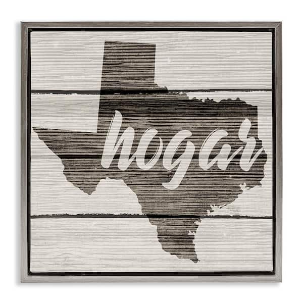 Stupell Industries Texas State Home by Lil' Rue Gray Floater Frame Travel Graphic Art Print 18 in. x 18 in.