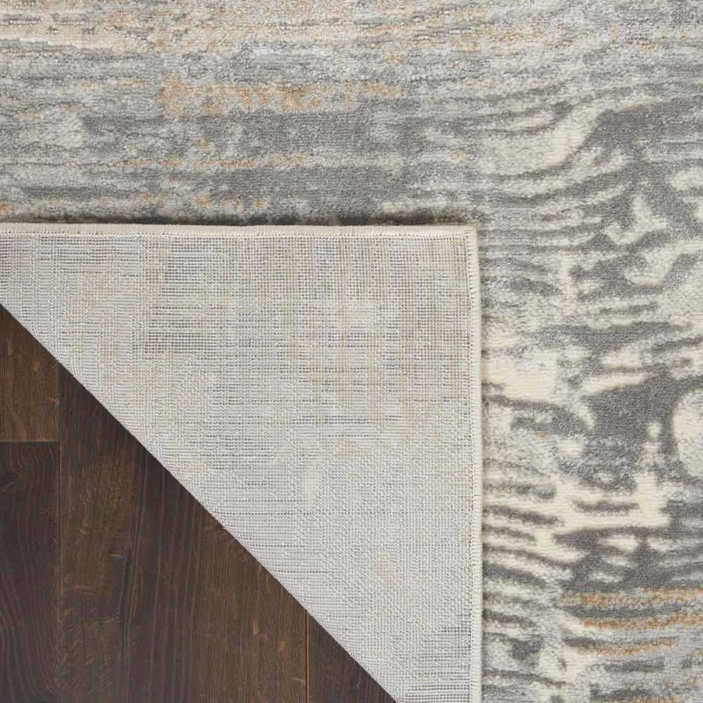 Hand-Knotted Grey/Beige Synthetic Abstract 5' x 7' Rug