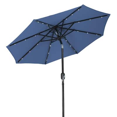 7 ft. Solar LED Patio Umbrella in Blue