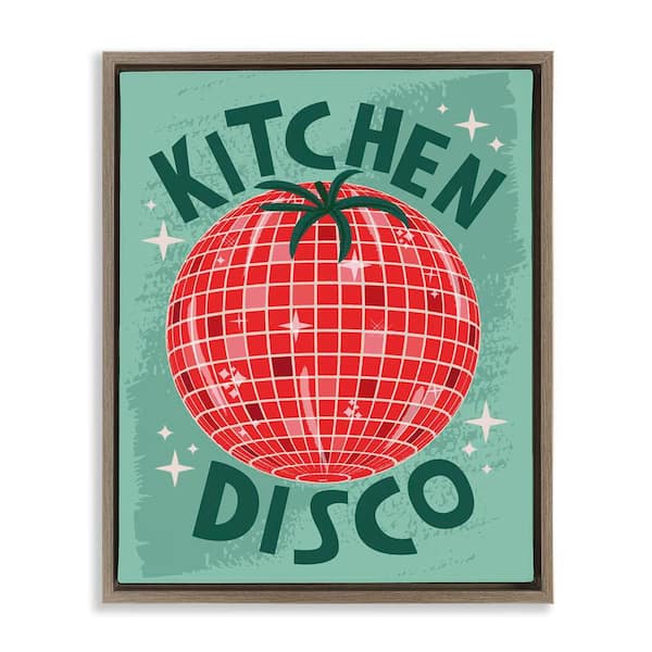 Stupell Industries Kitchen Disco Tomato by Lisa Perry Whitebutton Brown Floater Frame Food Graphic Art Print 21 in. x 17 in.
