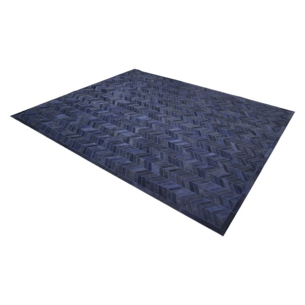 Meir Blue 5 ft. x 8 ft. Chevron Indoor Area Rug