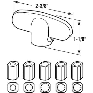 Operator Tee Handle, 1-1/8 in. x 2-3/8 in., Diecast, White, Universal Spline Adaptors