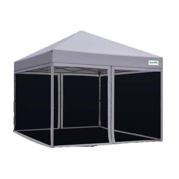 10 ft. x 10 ft. Pop up Screened Canopy Tent with Mosquito Netting, Portable Easy Up Outdoor Screen House Shelter-Gray