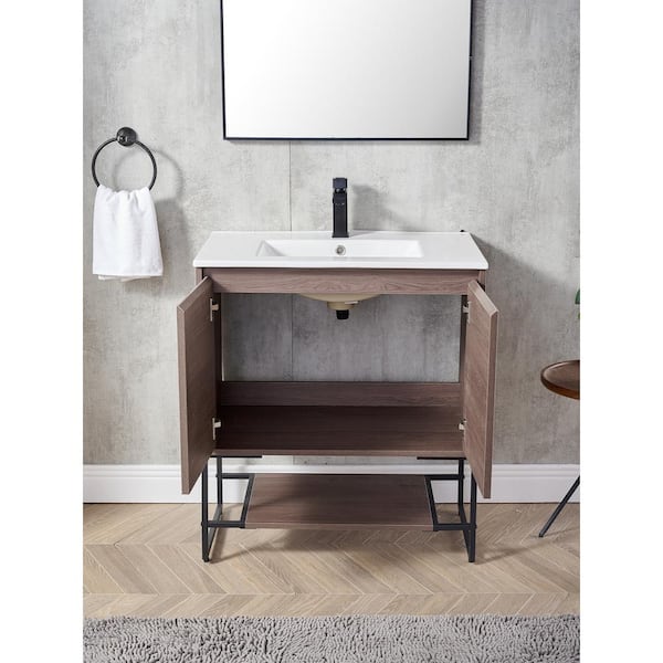 Modern Walnut Bathroom Vanity - Omega Cabinetry