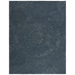 Marquee Dark Gray 8 ft. x 10 ft. Floral Solid Color Area Rug