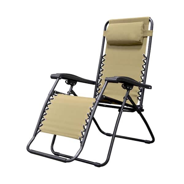 Caravan Sports Infinity Beige Metal Zero Gravity Patio Chair