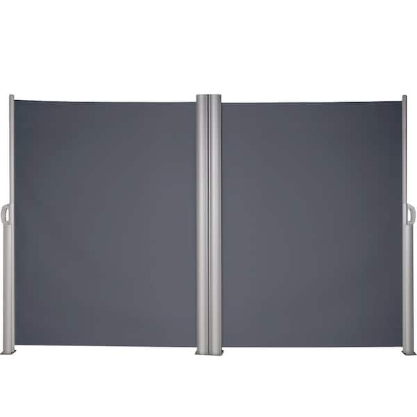 SVOPES Retractable Side Awning 63 in. x 236 in. Aluminum Privacy Screen, 280 g Polyester Waterproof UV 30+ for Patio, Gray