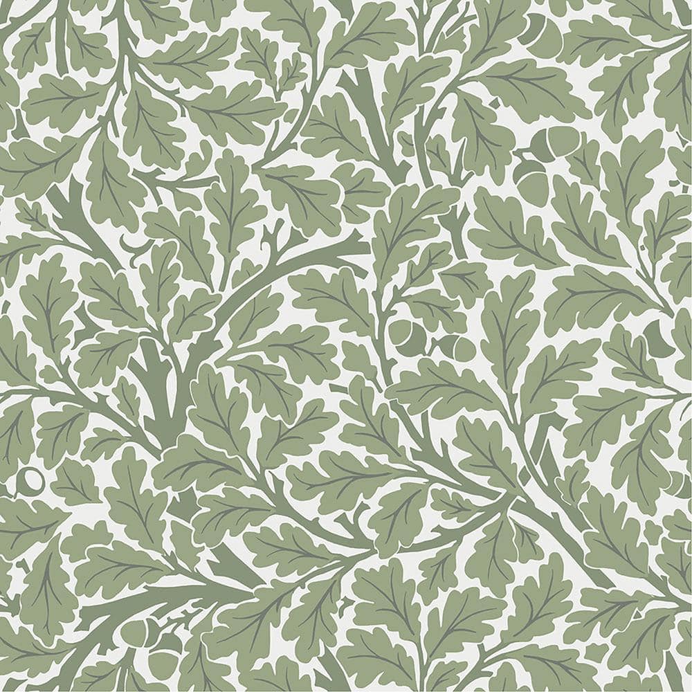 Green Oak Tree Leaf Non-Pasted Washable Wallpaper