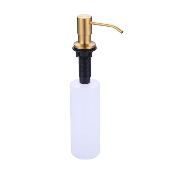 Built in Soap Dispenser Stainless Steel Countertop Pump Head with 17 oz. Liquid Bottle in Brushed Gold