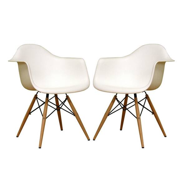 Baxton Studio Pascal White Plastic Chairs (Set of 2)