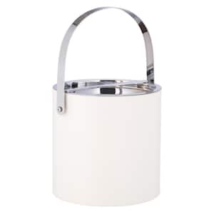 Manhattan 3 qt. White Ice Bucket with Polished Chrome Arch Handle and Bridge Cover