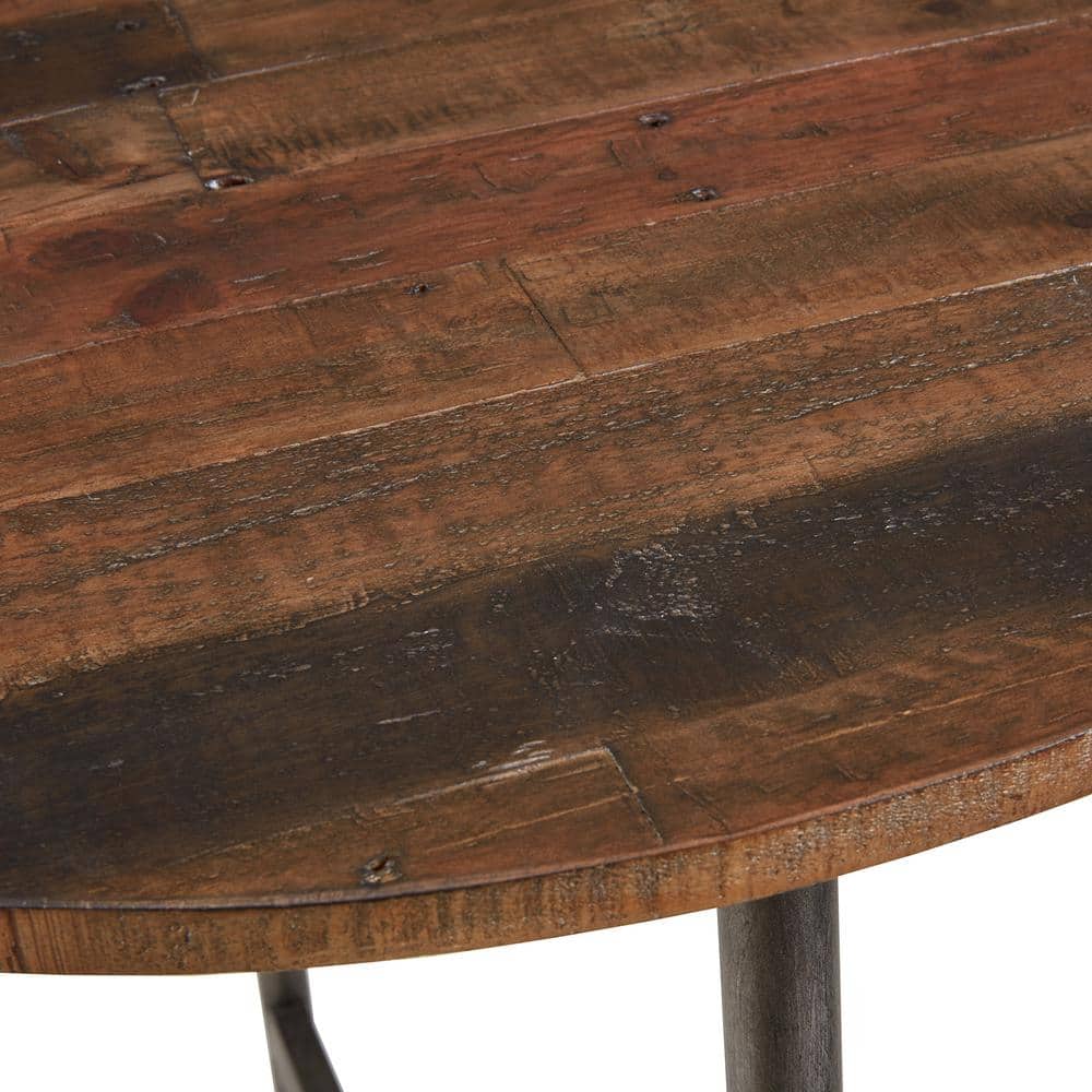 Reclaimed Pinewood Round Industrial Bar Height Table