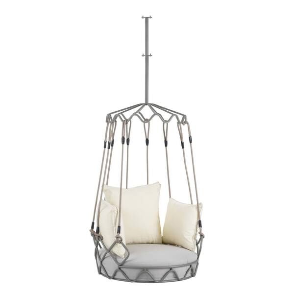 Metal Outdoor Porch Swing Chair Hanging Basket, Hanging Chair with