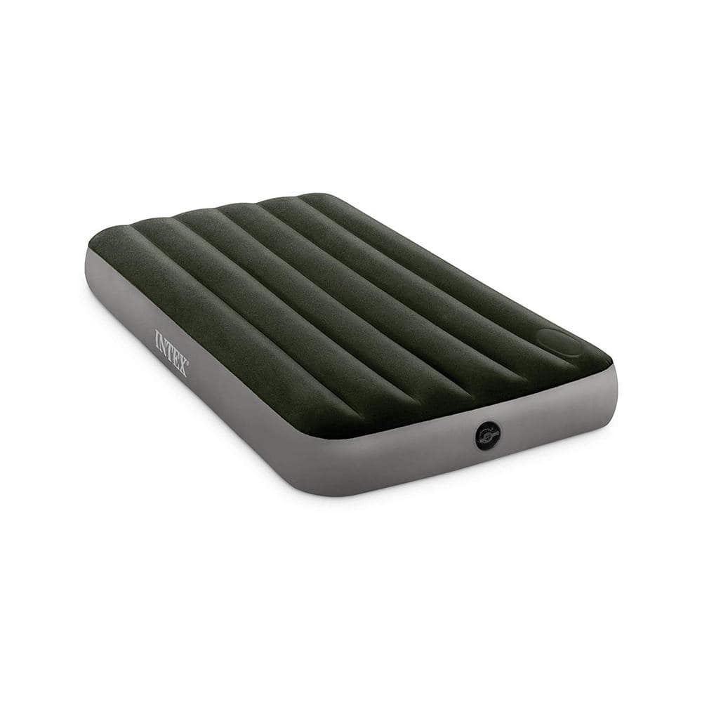 Intex Queen Gray Standard Dura Beam Downy Air Mattress with Built-In Pump