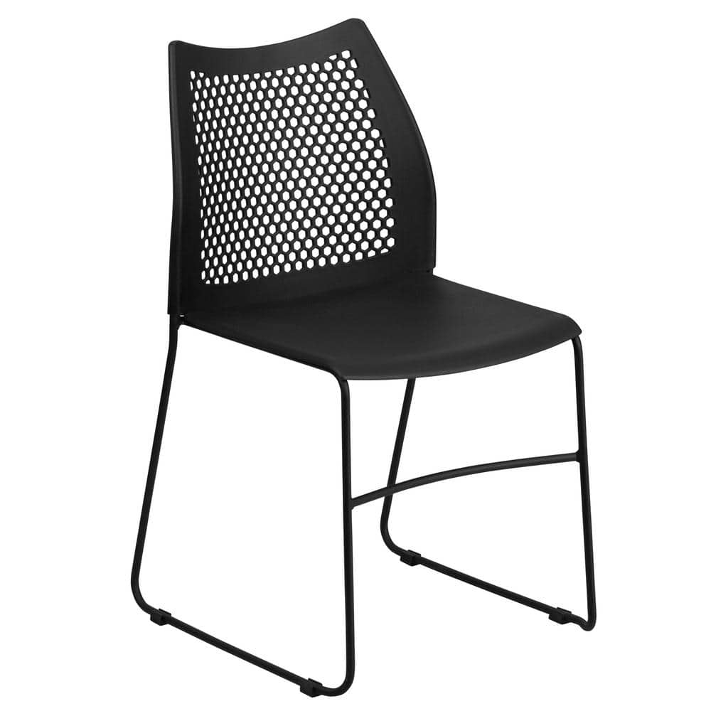 Carnegy Avenue Plastic Stackable Chair with Air-Vent Back in Black CGA ...