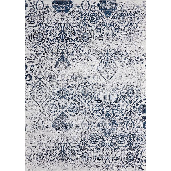 Unbranded Blue Polypropylene 5 ft. x 7 ft. Abstract Indoor Area Rug