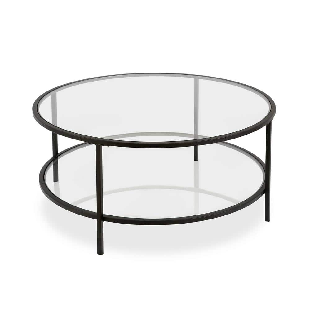 36" Blackened Bronze Square Glass Coffee Table