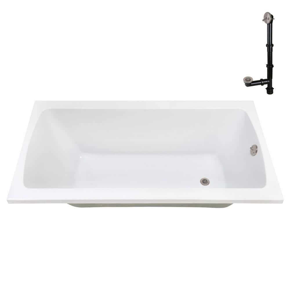 60'' x 32'' Glossy White Acrylic Soaking Drop-In Bathtub