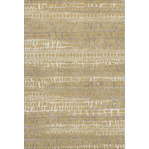 Mayfield Premium Machine Washable Abstract AMF2540 Gold 5 ft. x 7 ft. 6 in. Area Rug
