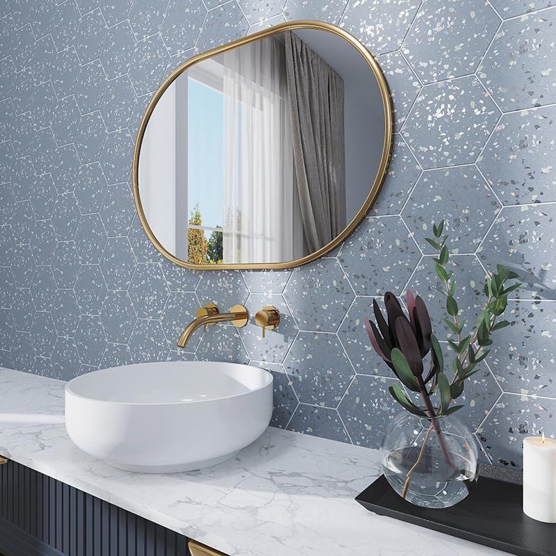 Terra Mia Matte Blue Hexagonal Porcelain Wall and Floor Tile